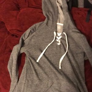 kohls junior girls hooded lace up sweatshirt